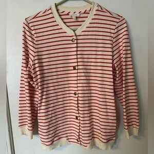 Soft Joie 3/4 sleeve snap front sweatshirt cardigan orange and cream size M